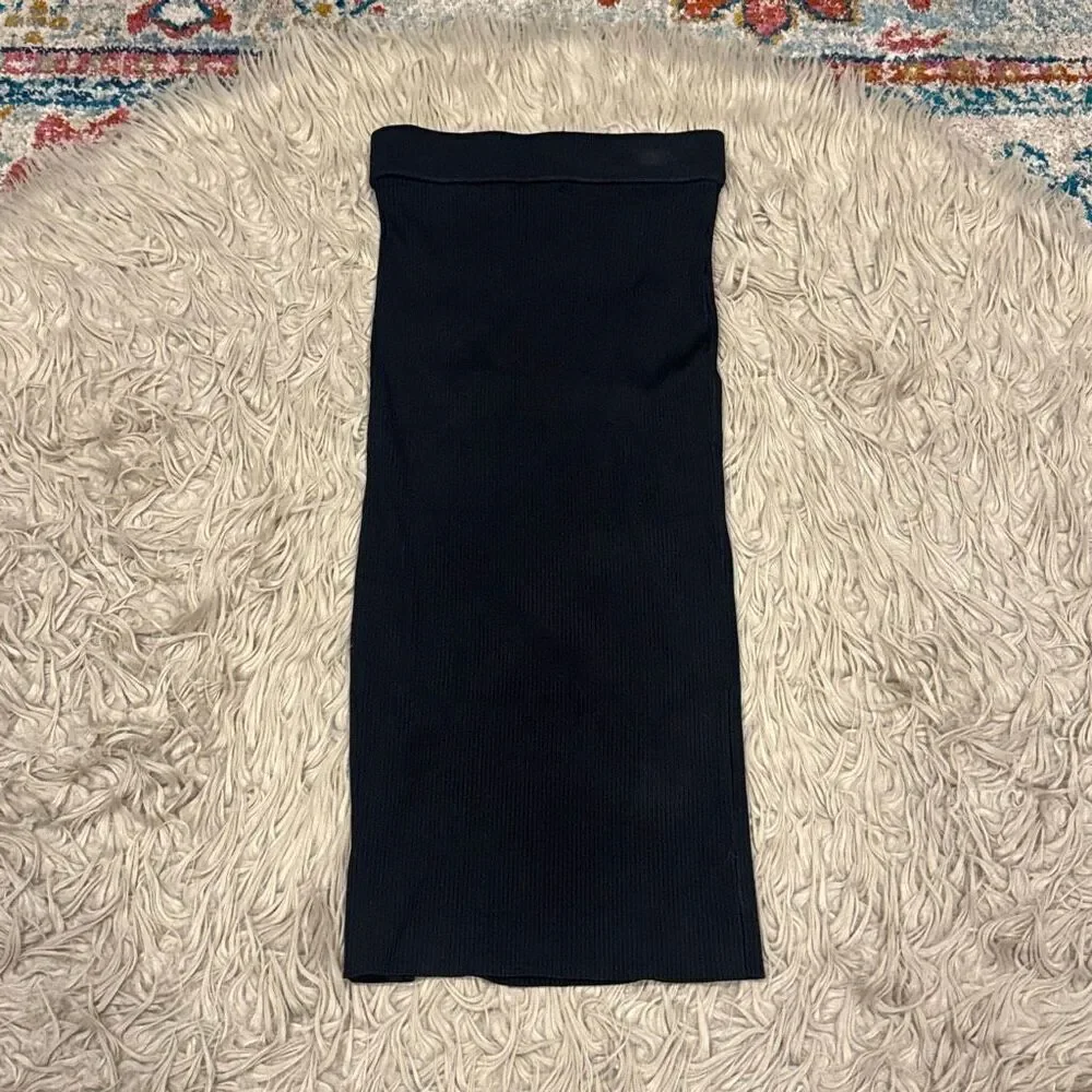 NWT Good American Shine Ribbed Slit Midi Skirt size 00/0